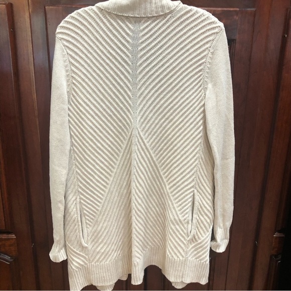 H by Halston Ivory Oatmeal Open Front Ribbed Cardigan Oversized Sweater Sz M - Picture 10 of 12